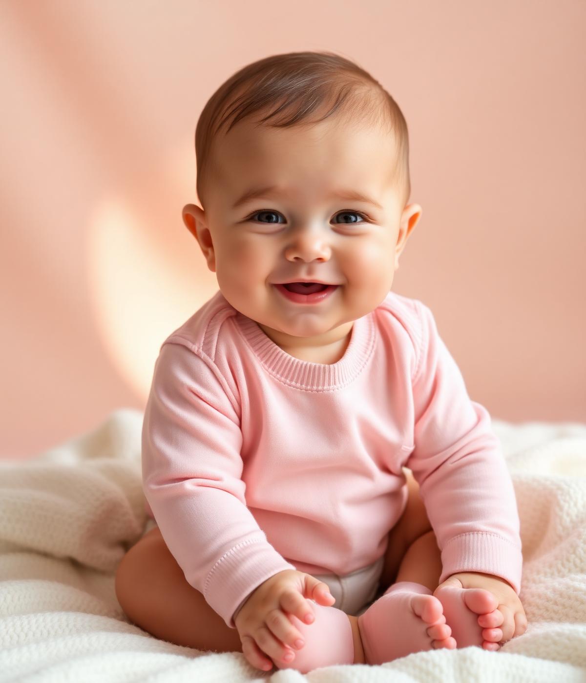Bebê sorrindo usando macacão